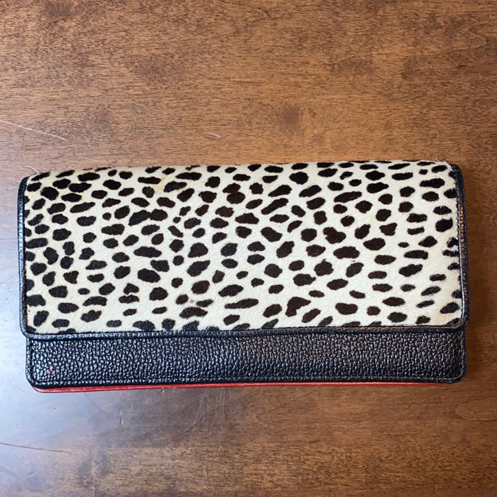 Tusk Animal Print Red Black Leather Long Wallet